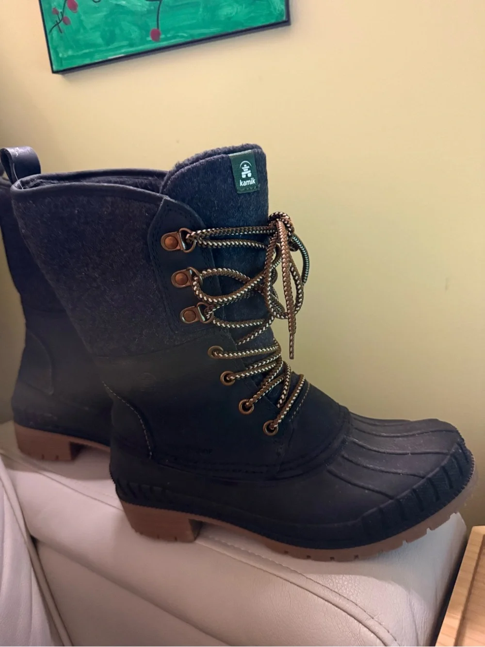 Kamik Black and Brown Lace-Up Cold-Weather Boots